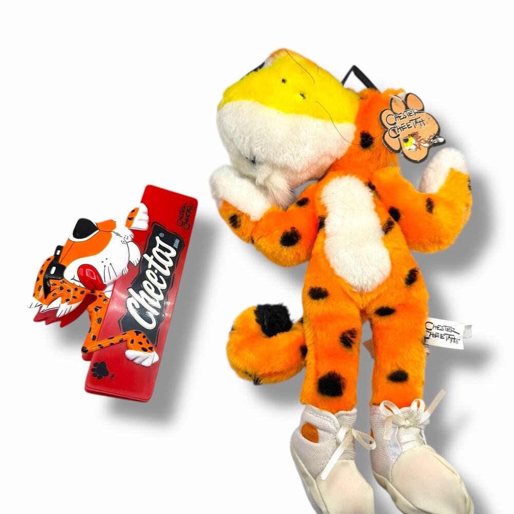 NWT Chester Cheetah Vintage 2001 Cheetos Plush Stuffed Toy Play By Play & Clip